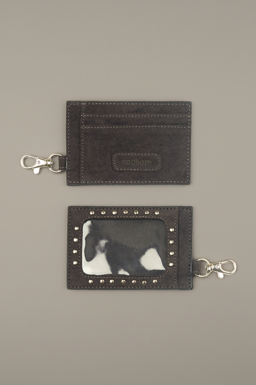 Martha Faux Suede Cardholder in Dark Grey