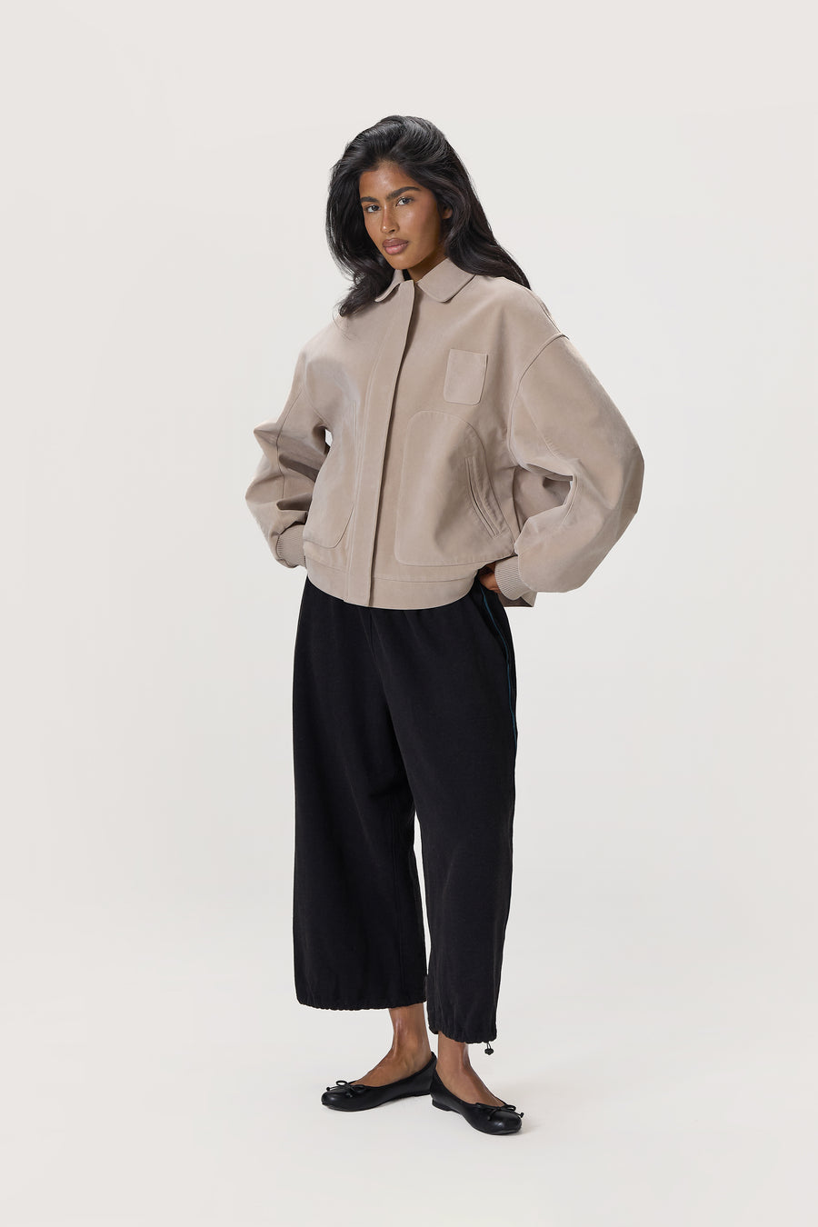 Martha Faux Suede Jacket in Beige