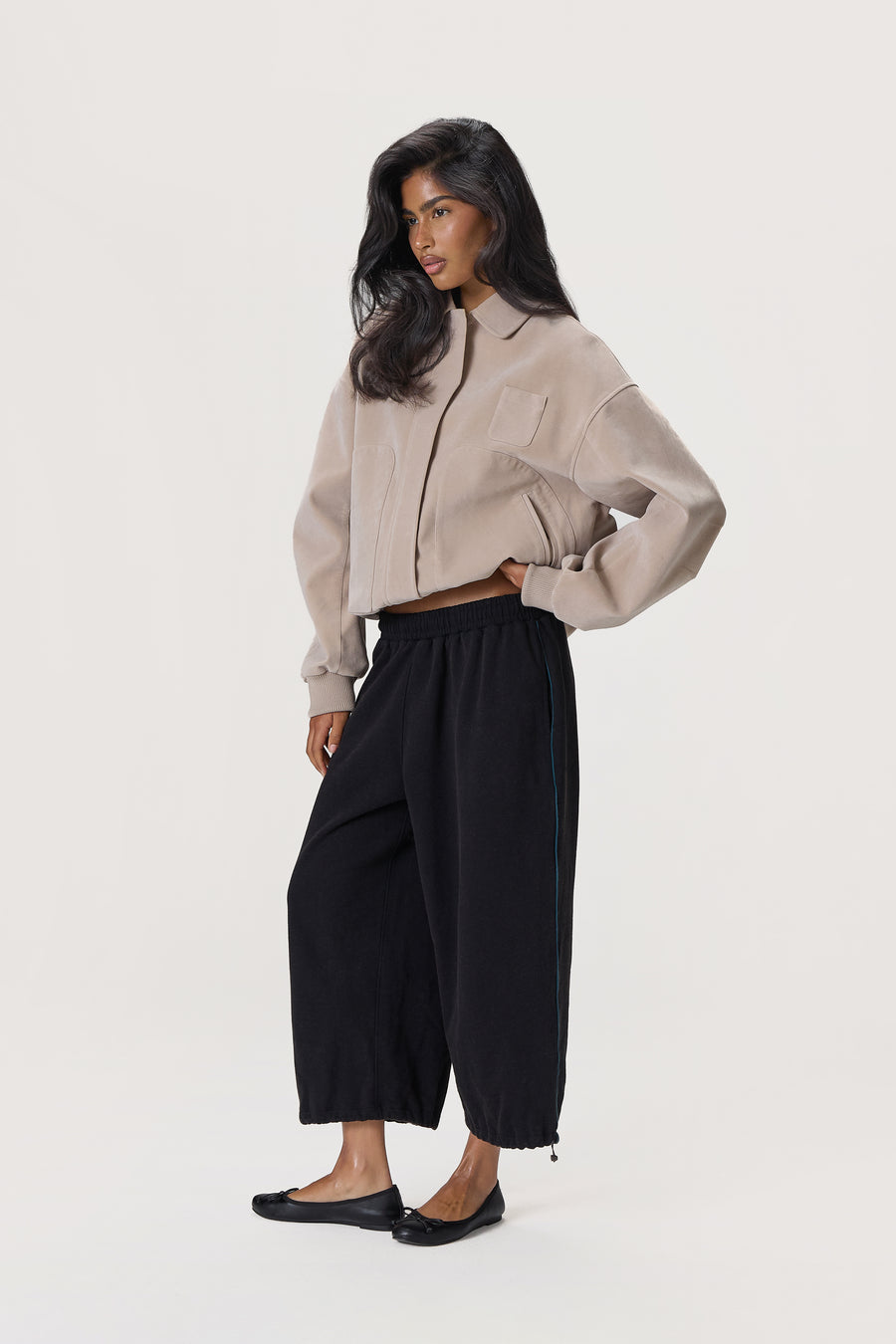 Martha Faux Suede Jacket in Beige