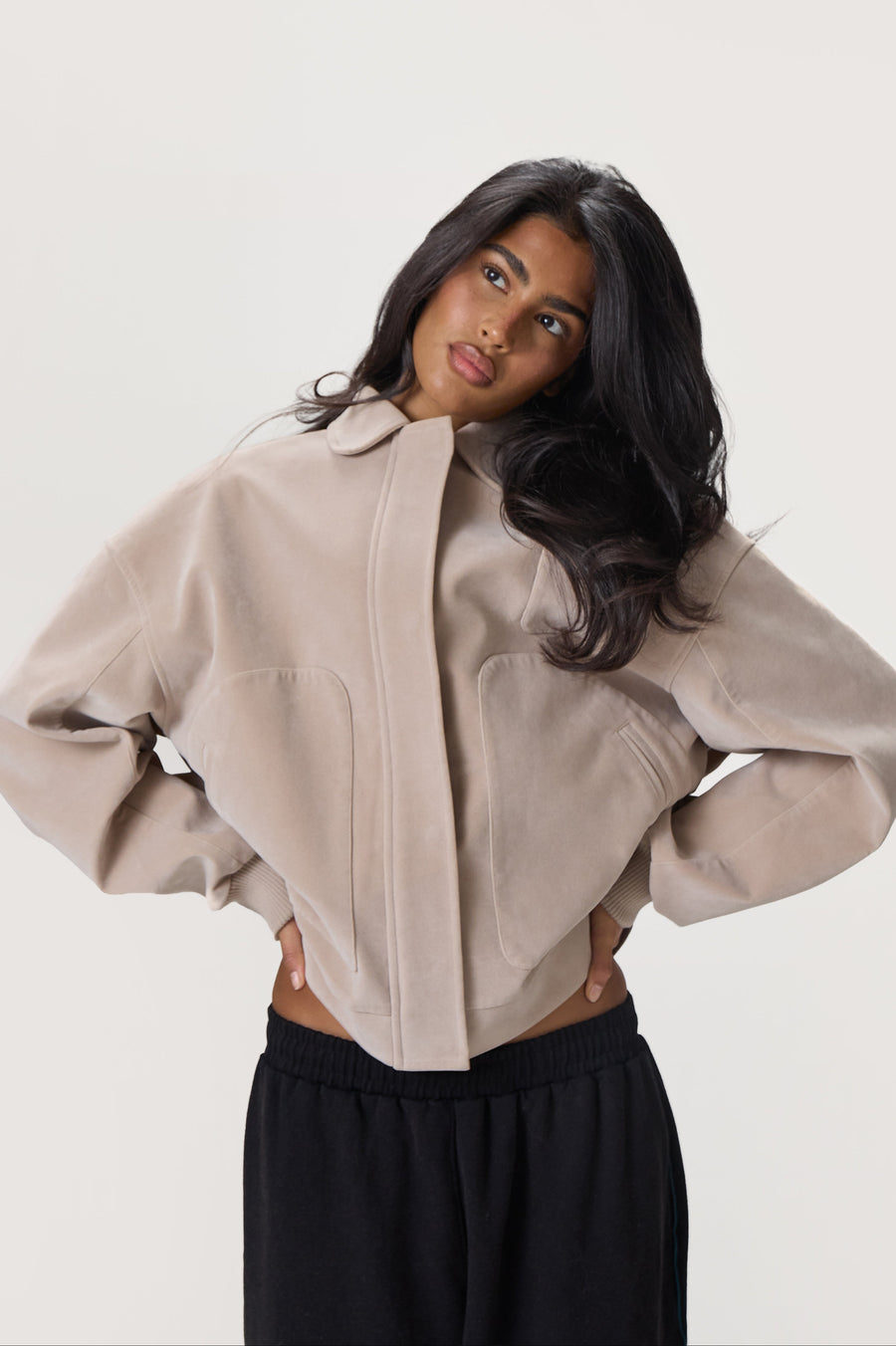 Martha Faux Suede Jacket in Beige