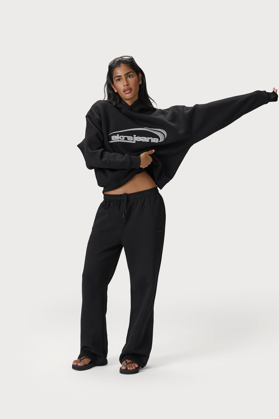 Trademark Wide Leg Sweatpants in Road Black