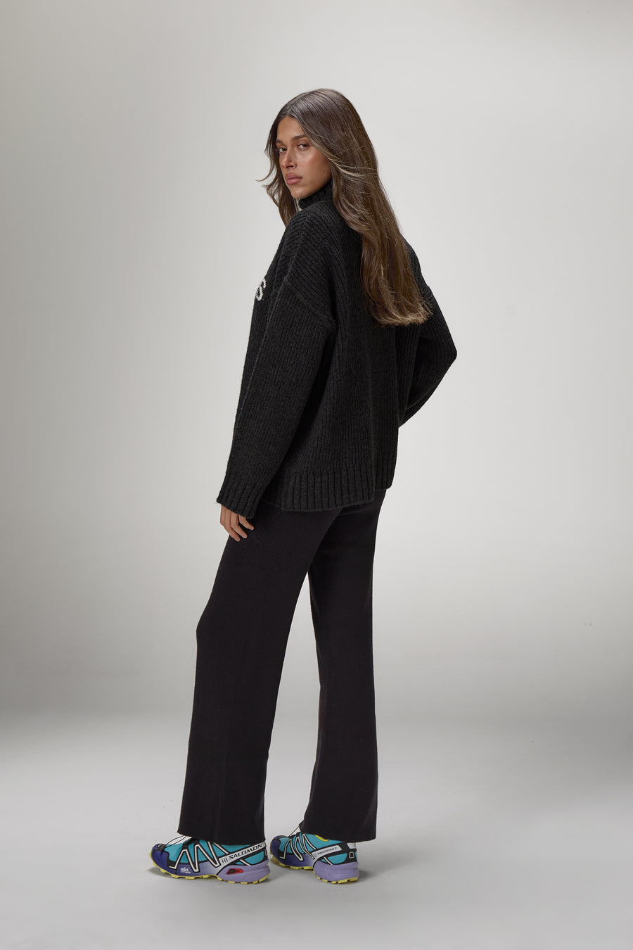 Misty Roll Neck Knit Jumper in Black