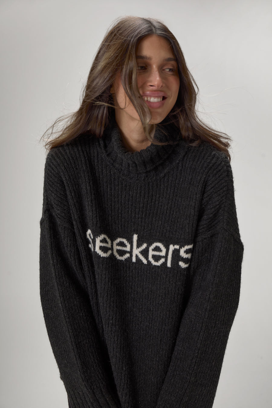 Misty Roll Neck Knit Jumper in Black