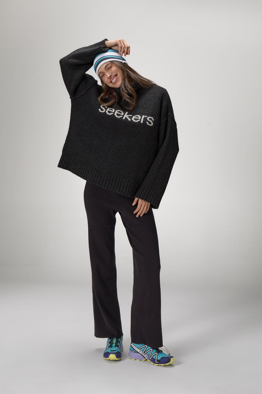 Misty Roll Neck Knit Jumper in Black