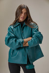 Hollies Classic Faux Leather Jacket in Dark Cyan