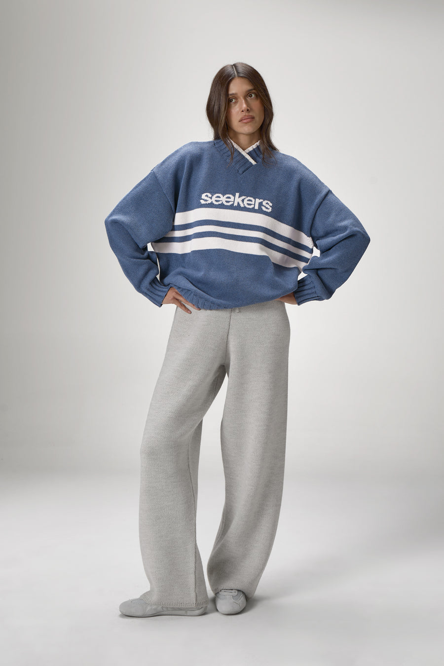 Peggy Logo Knit Sweater in Blue