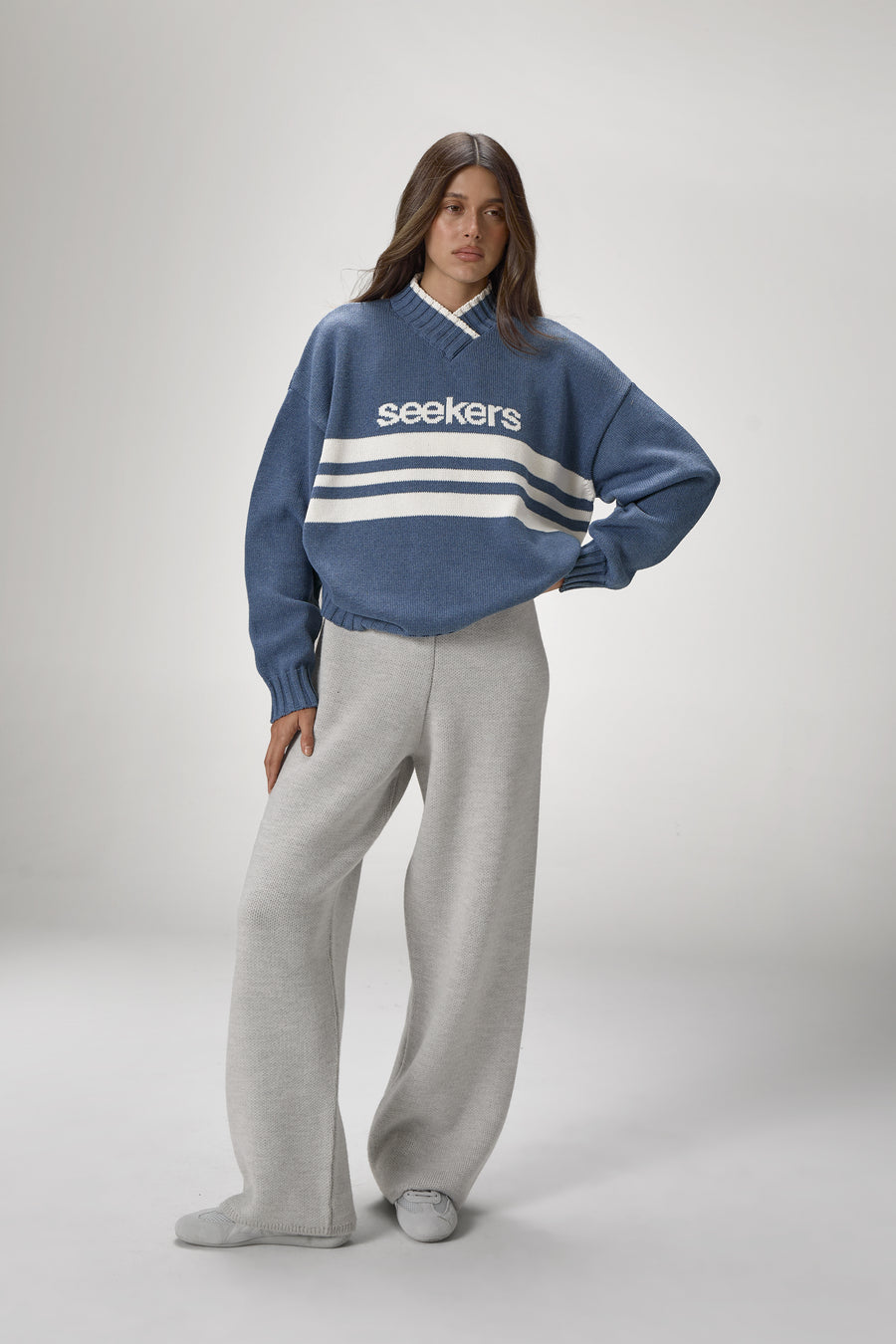 Peggy Logo Knit Sweater in Blue