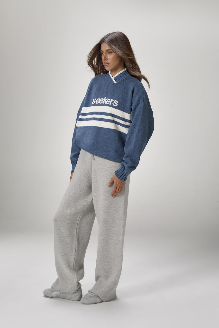 Peggy Logo Knit Sweater in Blue