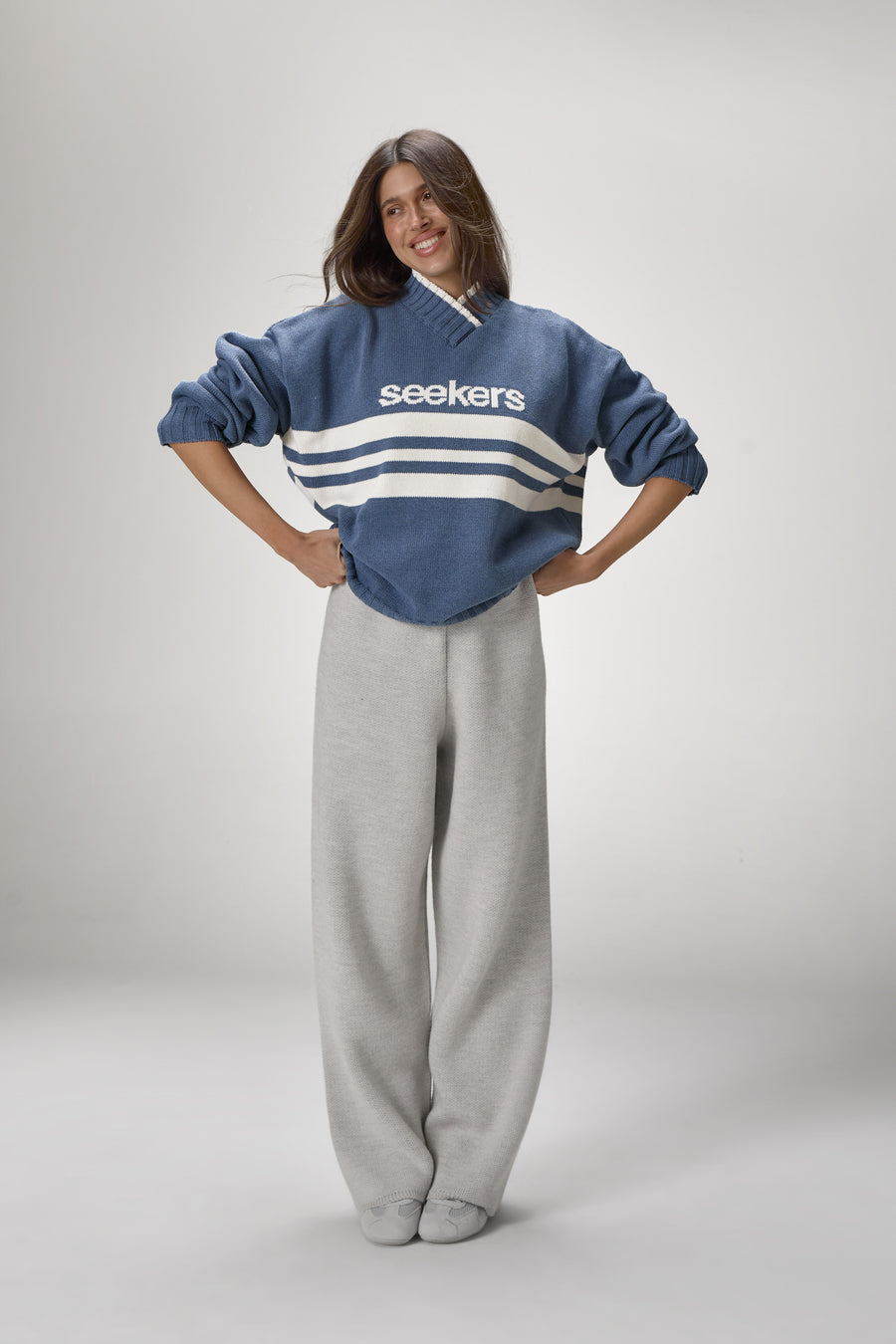 Peggy Logo Knit Sweater in Blue