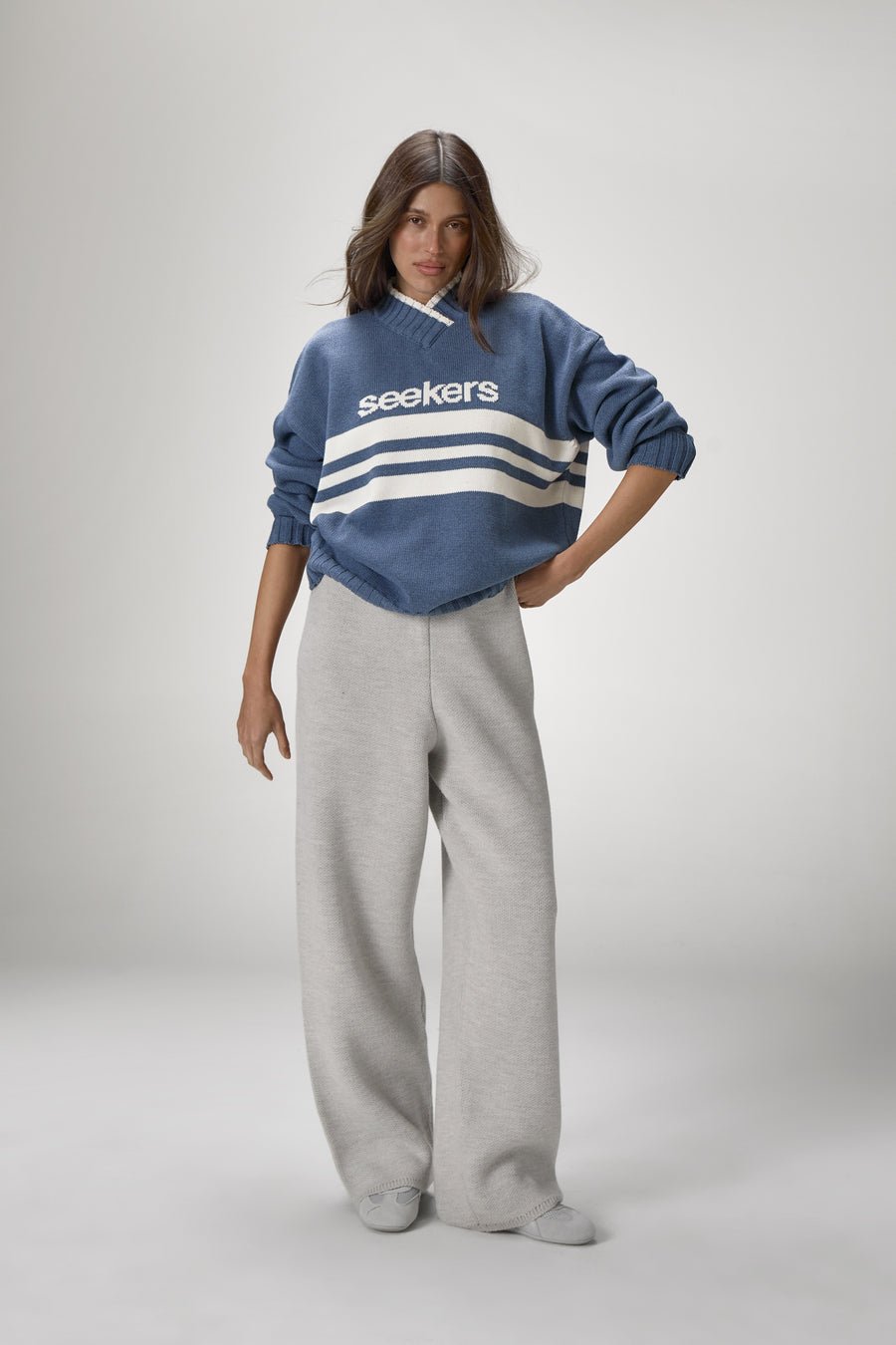 Peggy Logo Knit Sweater in Blue