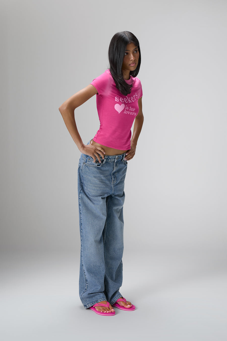 Lovers Stretch Baby Tee in Hottest Pink