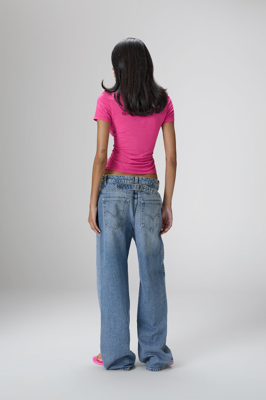 Lovers Stretch Baby Tee in Hottest Pink