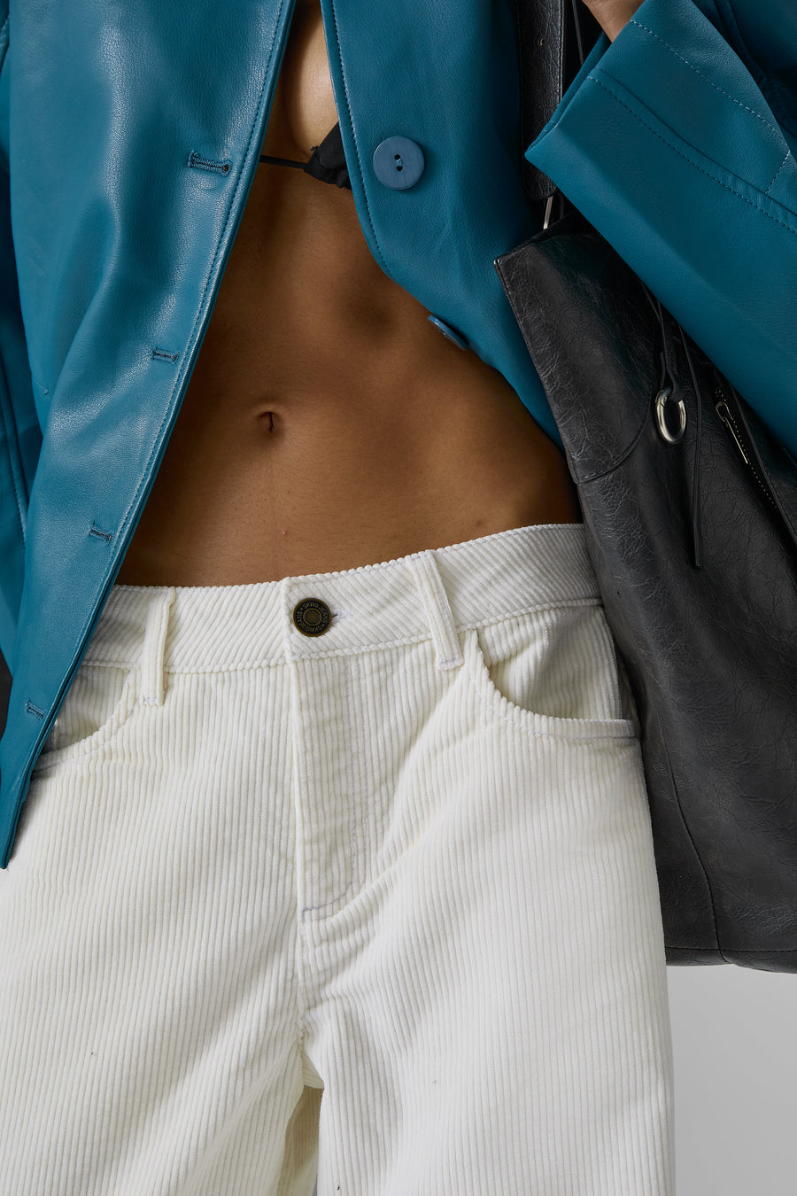 Bethel Off-White Cord Wide Leg Trouser