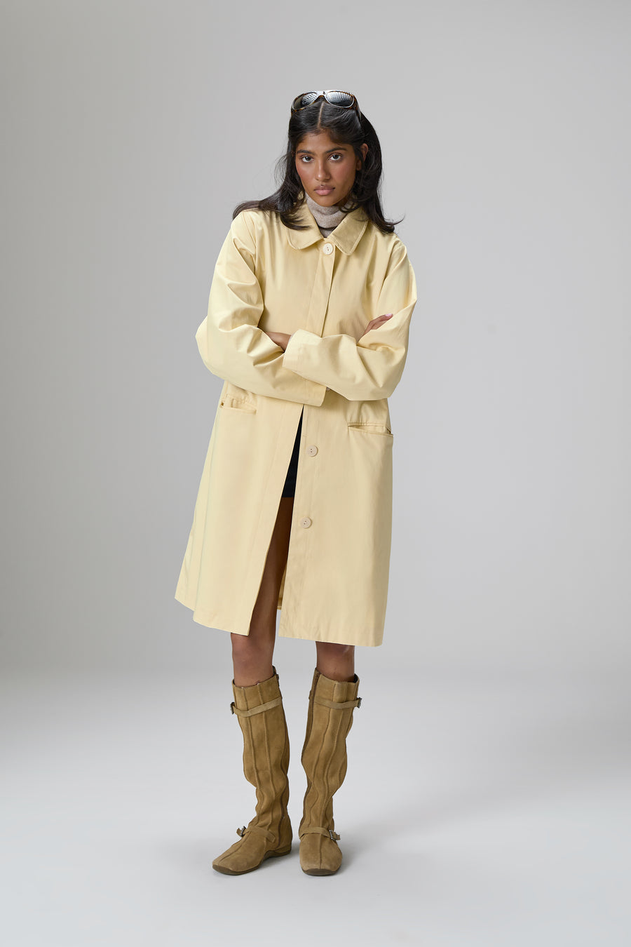 Canary Trench Coat in Butter Yellow