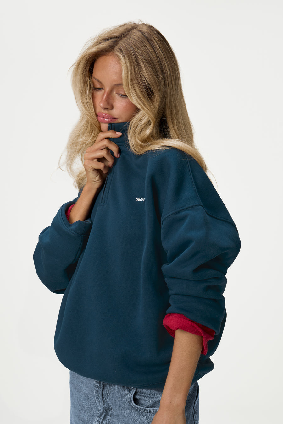 Carolyn Zip Pullover in Navy