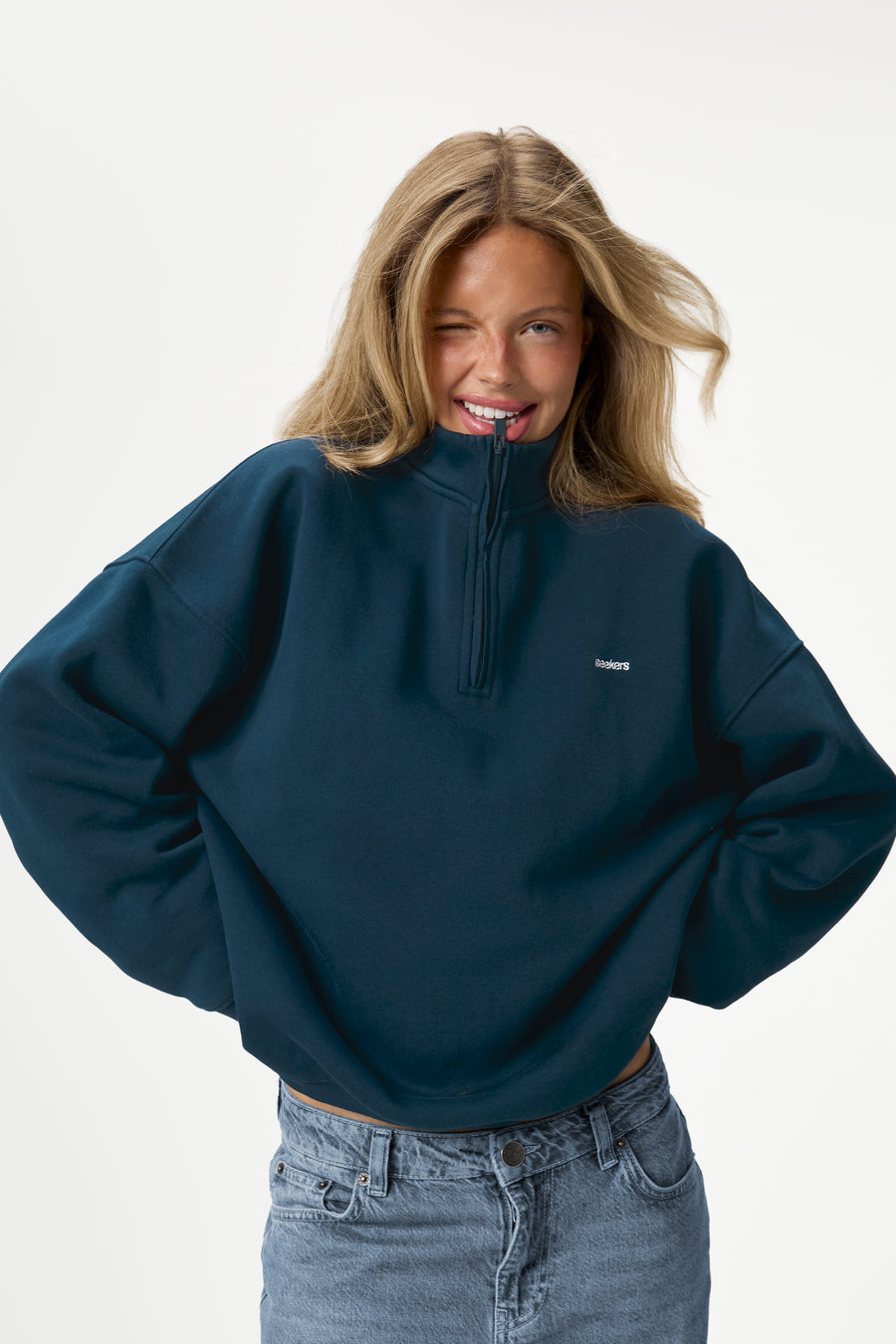 Carolyn Zip Pullover in Navy