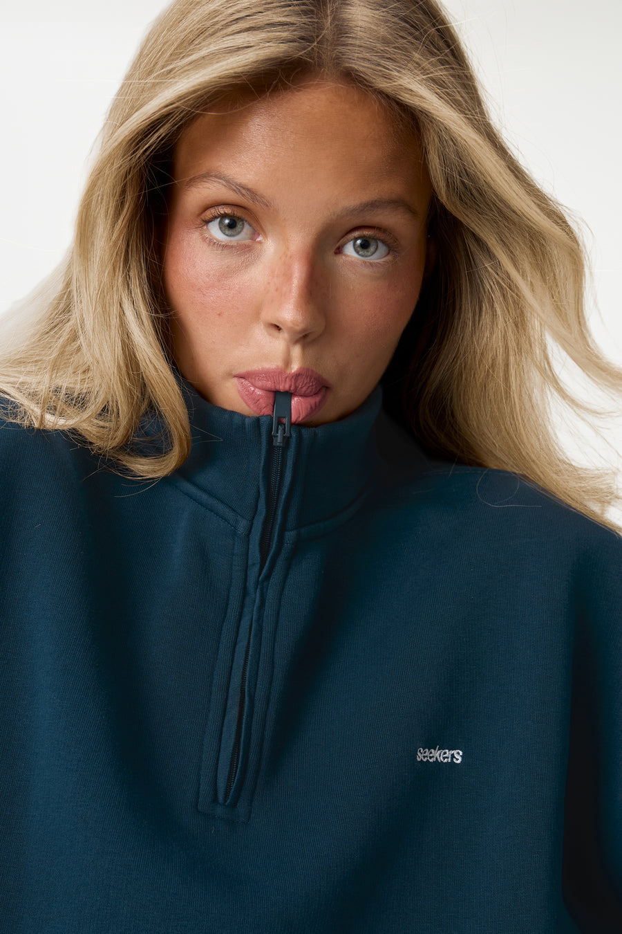 Carolyn Zip Pullover in Navy