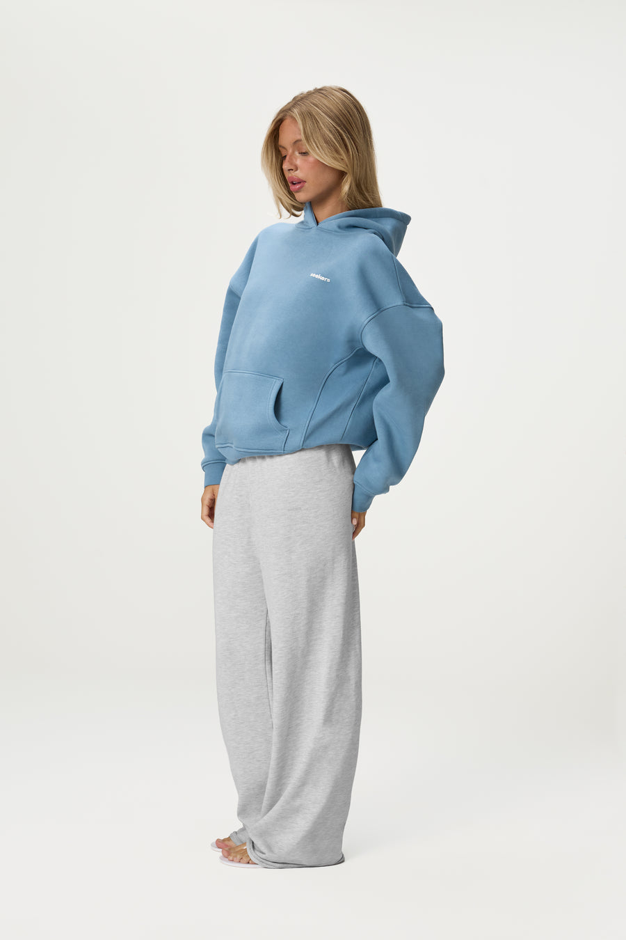 Seekers Brand Hoodie in Mid Blue