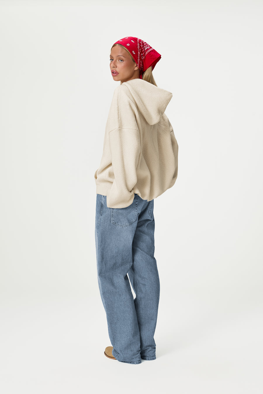 Freckle Knit Zip Up in Cream