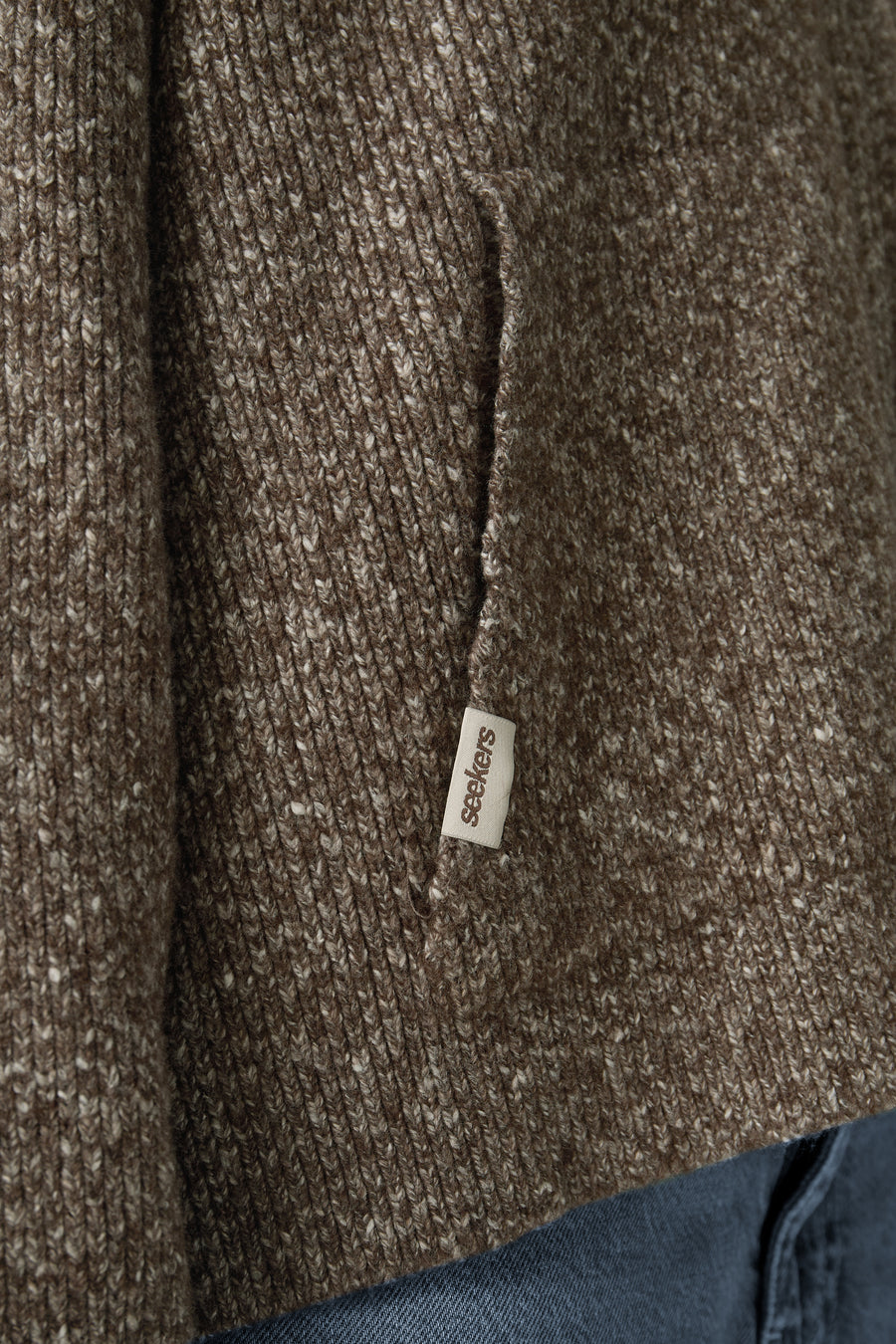 Freckle Knit Zip Up in Brown Marl