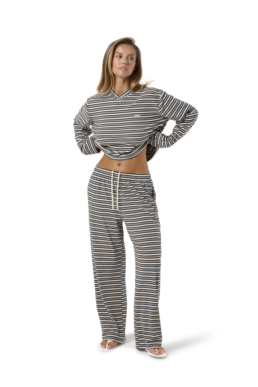 Wilkie Soft Oversized Long Sleeve in Multi Cream