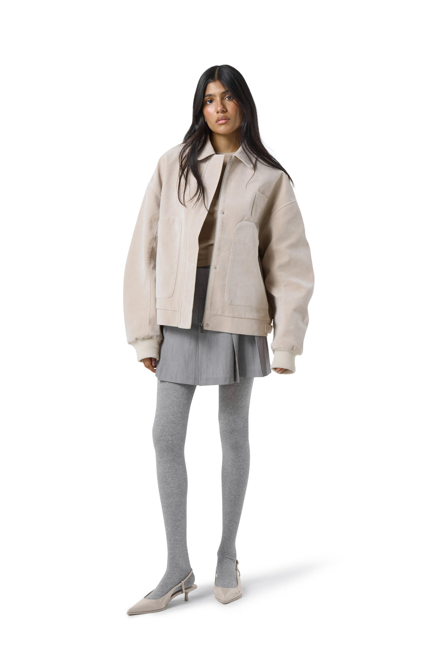 Martha Faux Suede Jacket in Beige