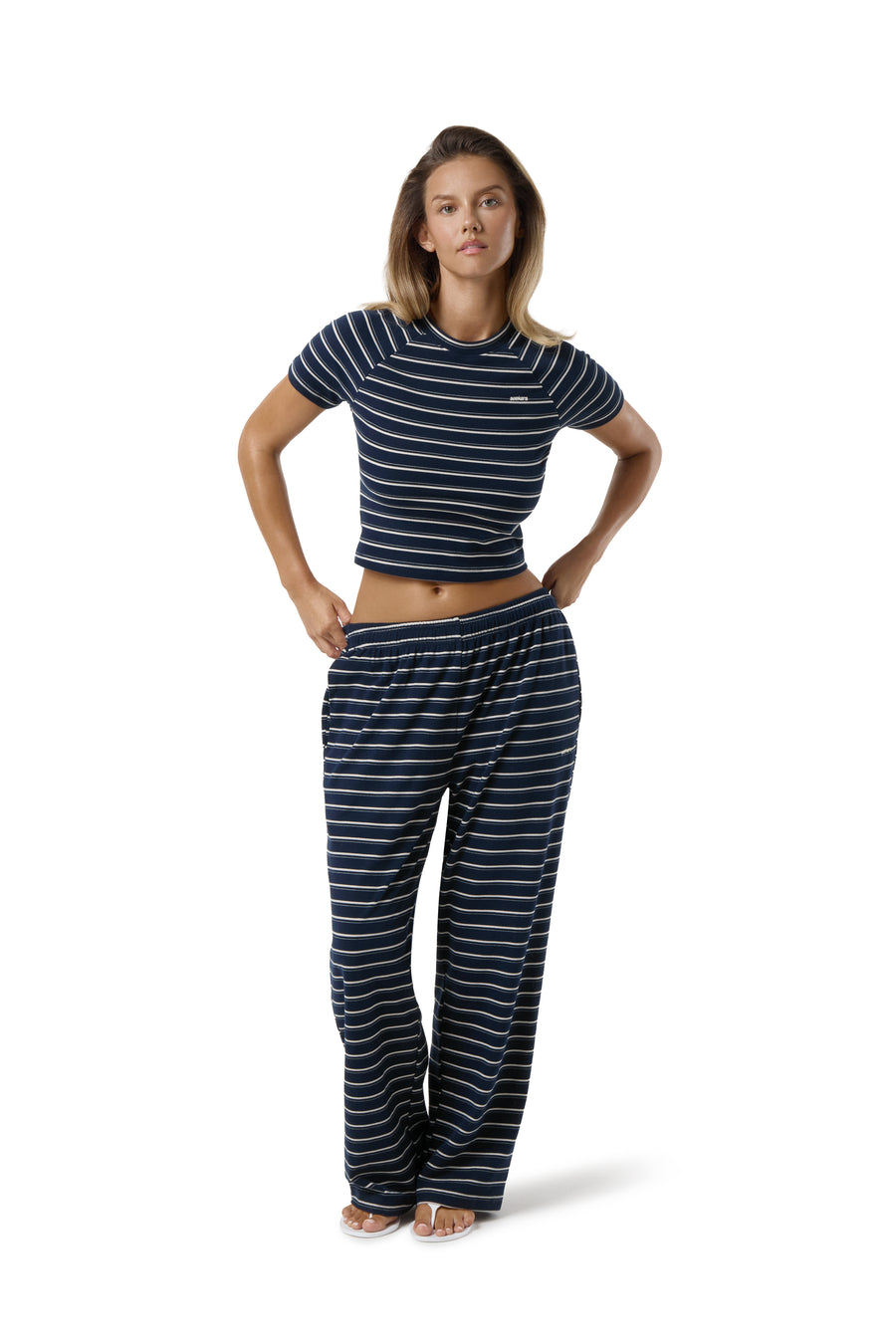 Wilma Soft Cap Sleeve Top in Navy