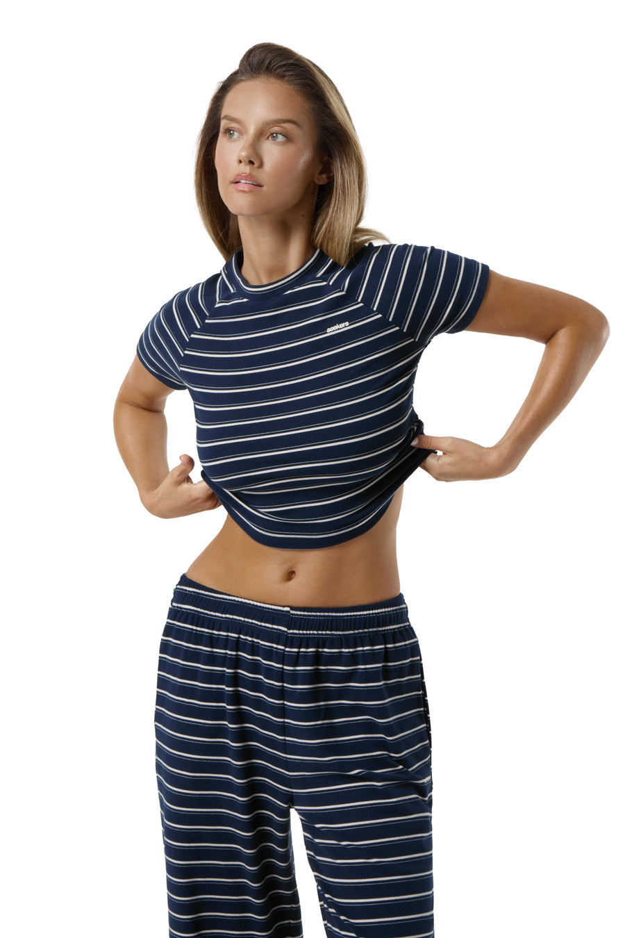 Wilma Soft Cap Sleeve Top in Navy