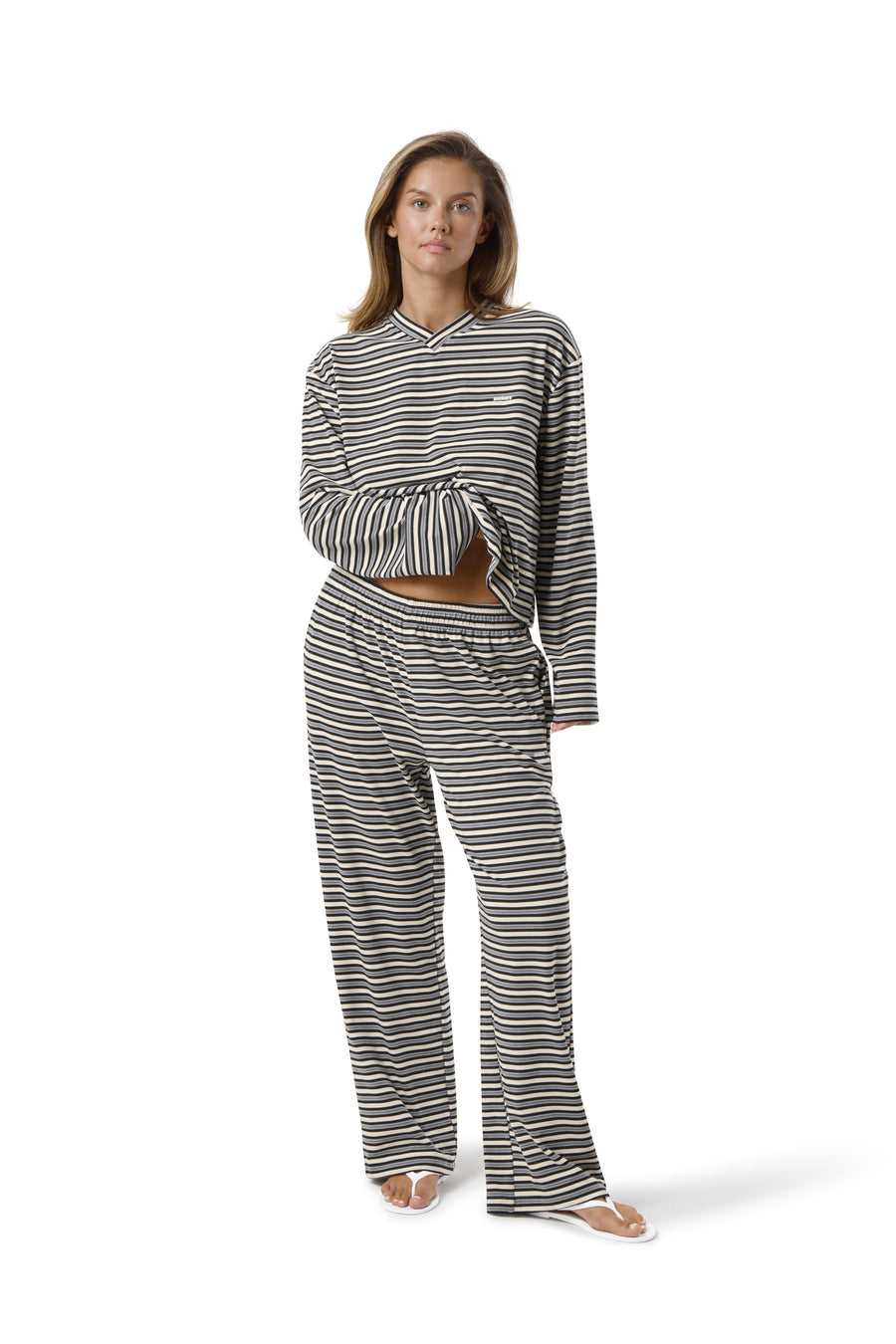 Wilkie Soft Oversized Long Sleeve in Multi Cream