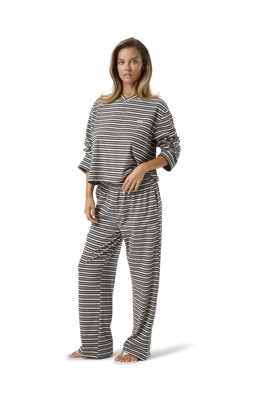 Wilkie Soft Wide Leg Pants in Multi Cream