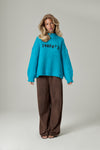 Shep Rolltop Knit Sweater in Blue