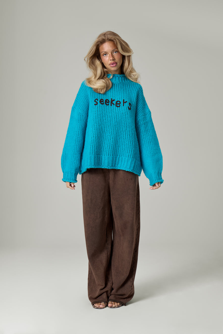 Shep Rolltop Knit Sweater in Blue