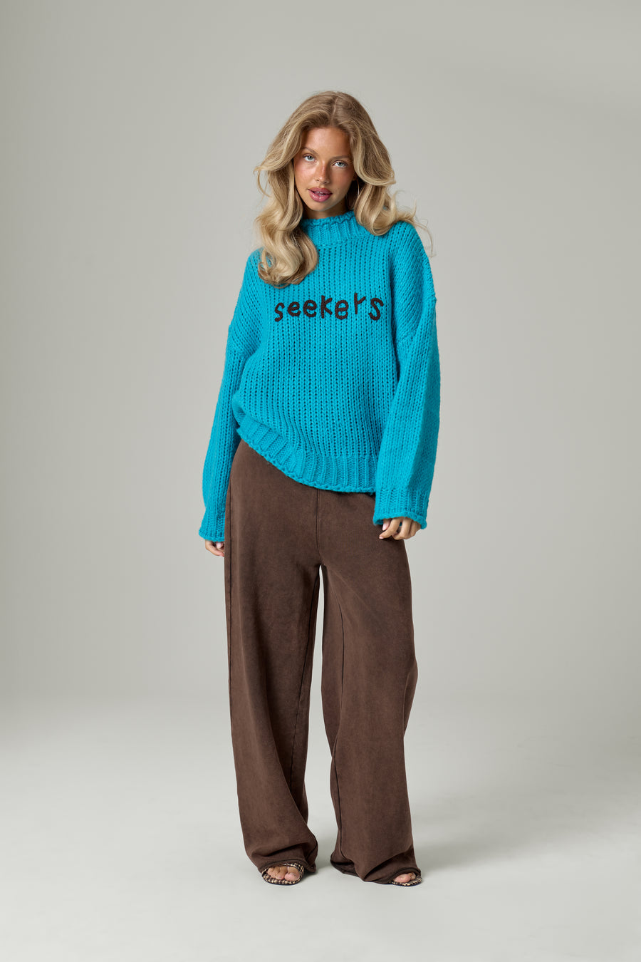 Shep Rolltop Knit Sweater in Blue