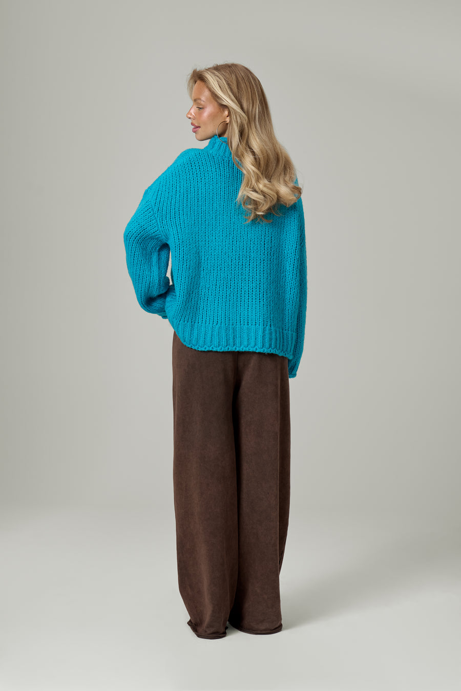 Shep Rolltop Knit Sweater in Blue