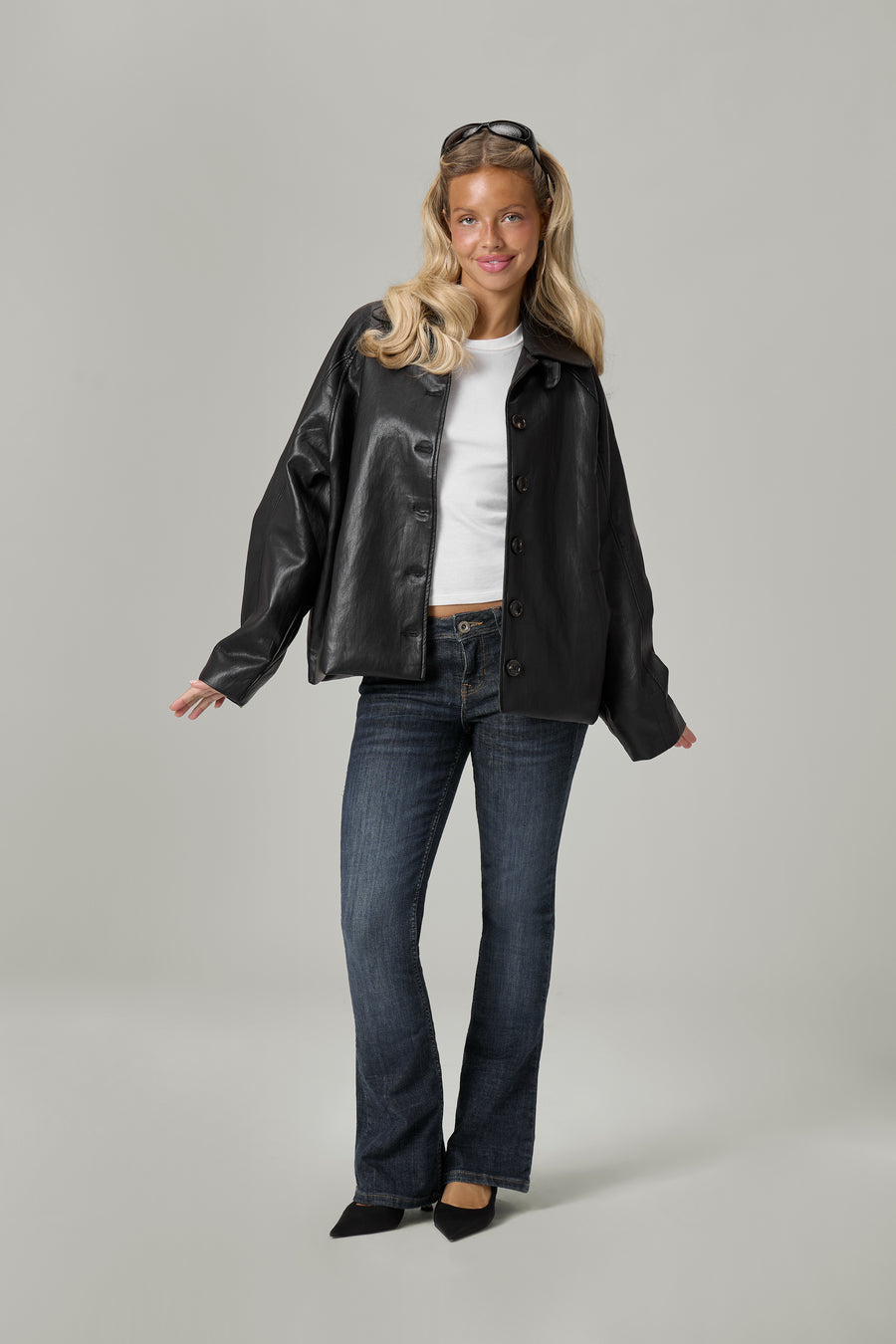 Hollies Classic Faux Leather Jacket in Black