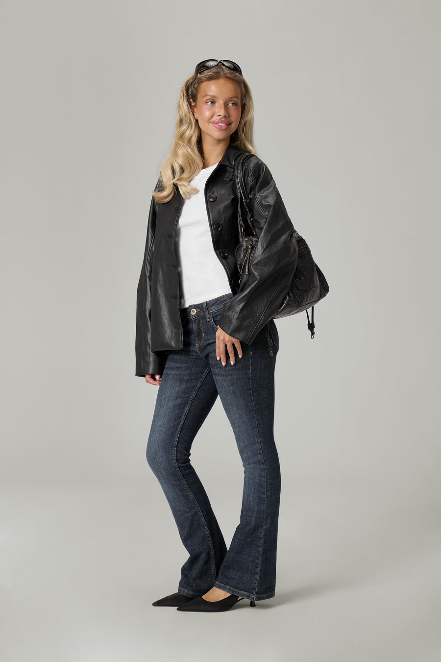 Hollies Classic Faux Leather Jacket in Black