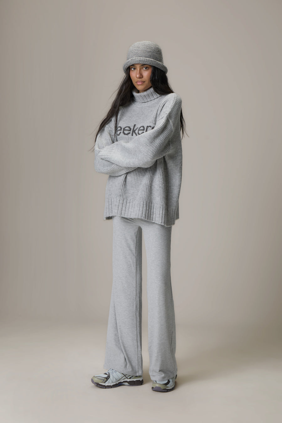 Misty Roll Neck Knit Jumper in Grey