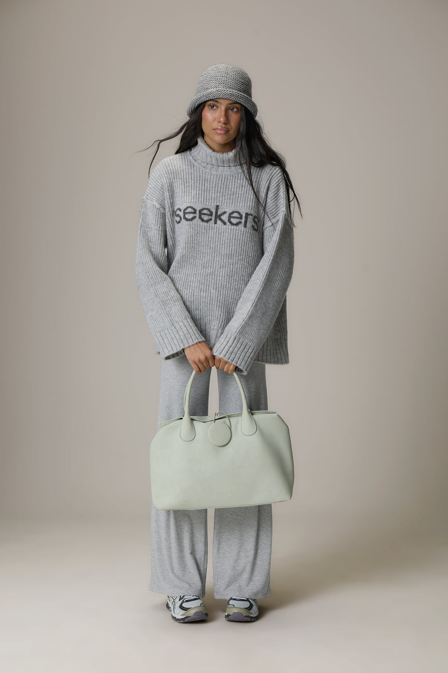 Misty Roll Neck Knit Jumper in Grey