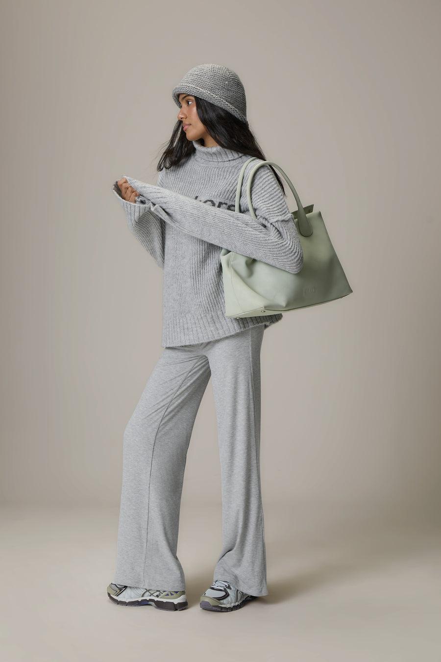 Misty Roll Neck Knit Jumper in Grey