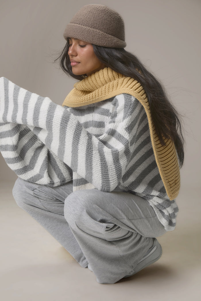 Jasper Knit Hoodie Zip Up in Grey