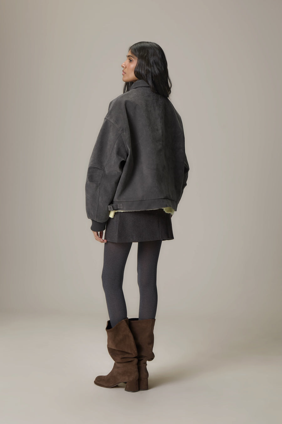 Martha Faux Suede Jacket in Dark Grey