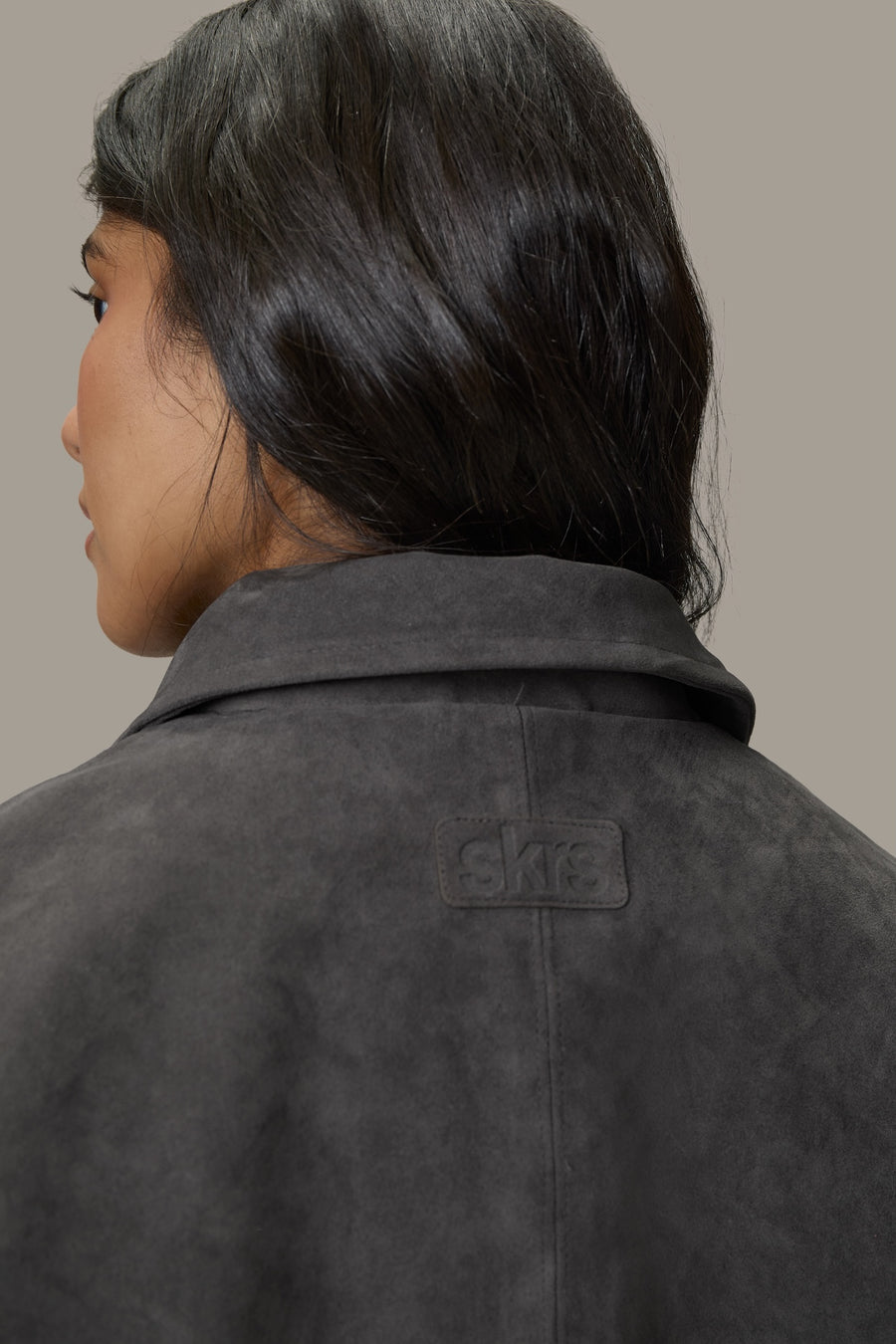 Martha Faux Suede Jacket in Dark Grey