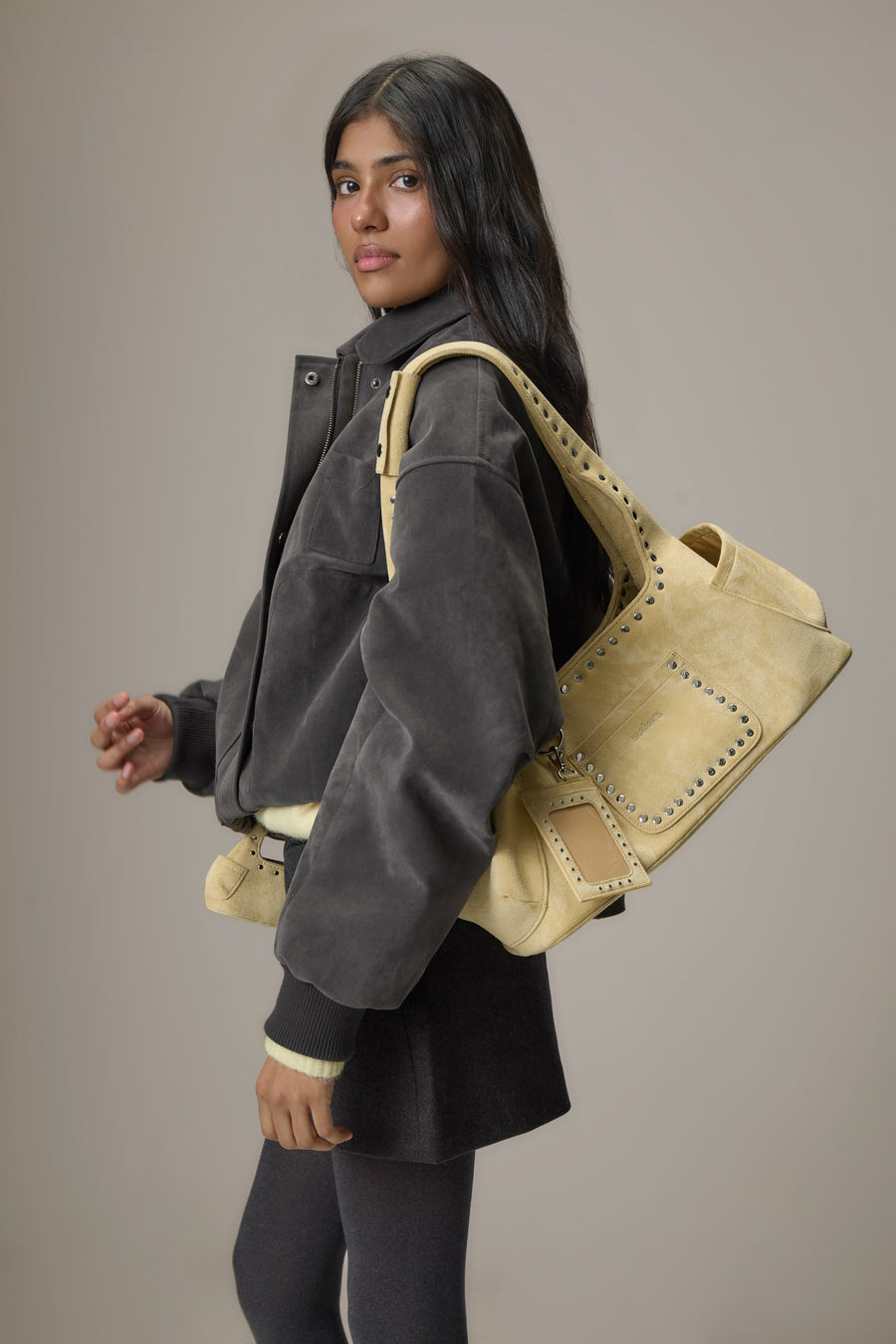 Martha Suede Carryall in Yellow