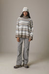 Bella Stripe Roll Neck in Grey