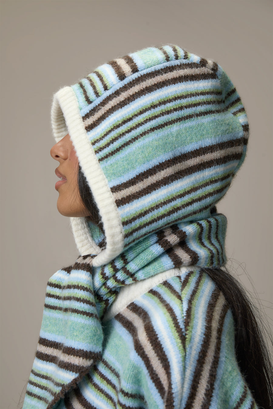 Tippy Stripe Knit Hood