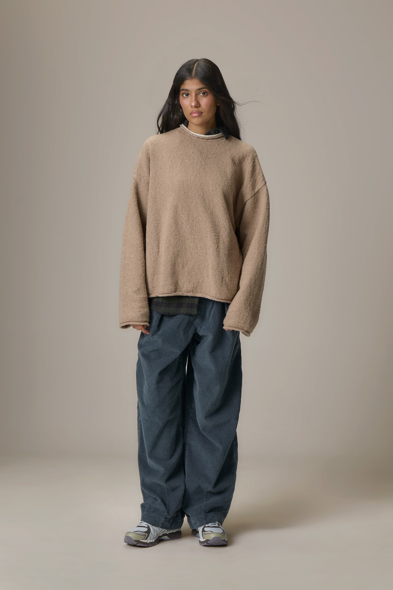 Parker Layered Knit Jumper in Beige