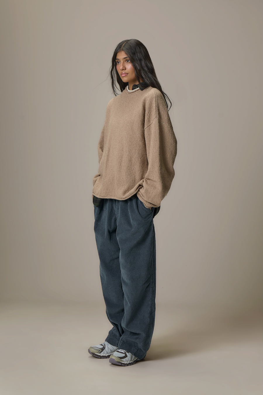 Parker Layered Knit Jumper in Beige