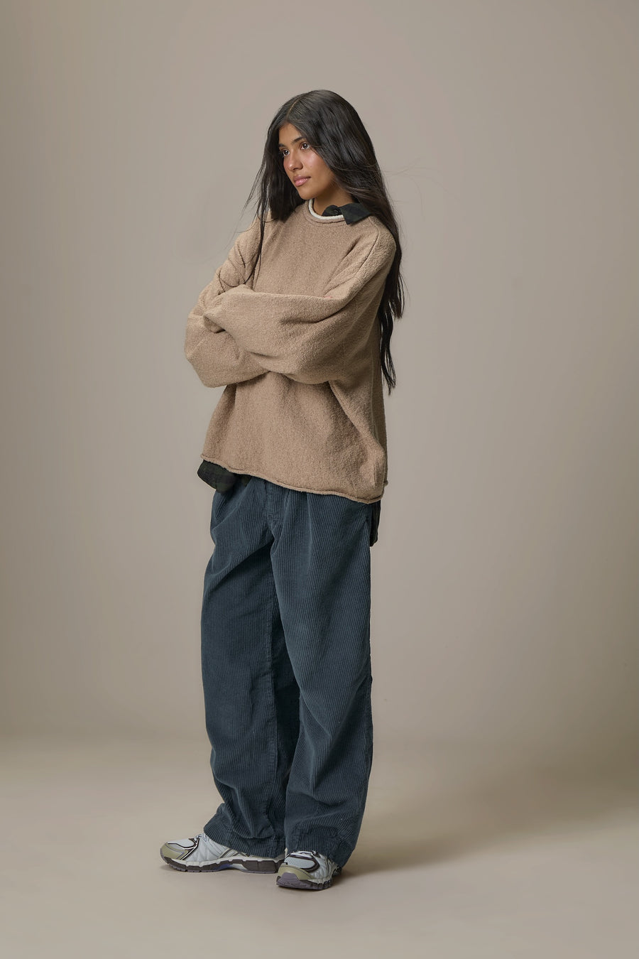 Parker Layered Knit Jumper in Beige