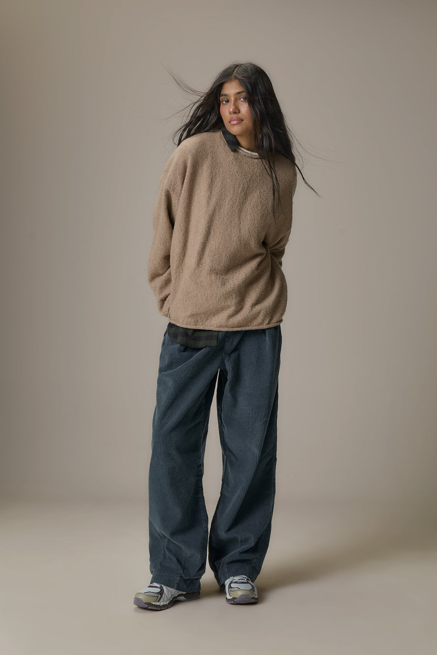 Parker Layered Knit Jumper in Beige