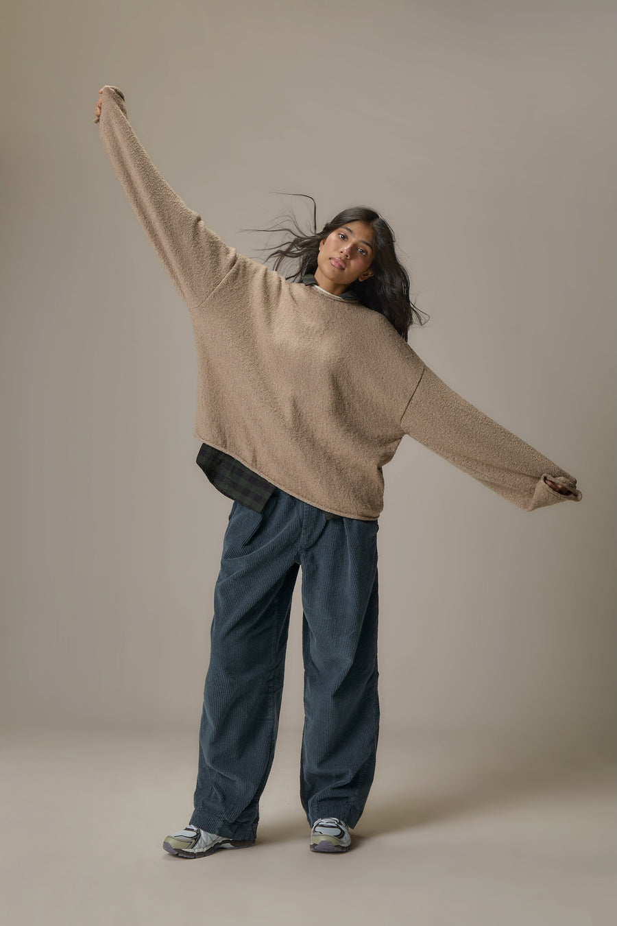 Parker Layered Knit Jumper in Beige